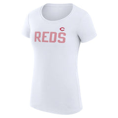 White Cincinnati Reds G-III 4Her by Carl Banks Women's Super-Slim Fit Lightweight Dot Print T-Shirt
