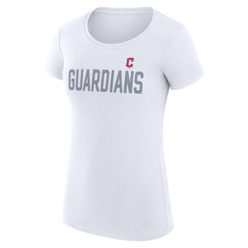 White Cleveland Guardians G-III 4Her by Carl Banks Women's Super-Slim Fit Lightweight Dot Print T-Shirt