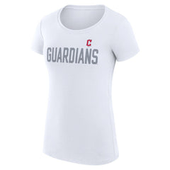 White Cleveland Guardians G-III 4Her by Carl Banks Women's Super-Slim Fit Lightweight Dot Print T-Shirt
