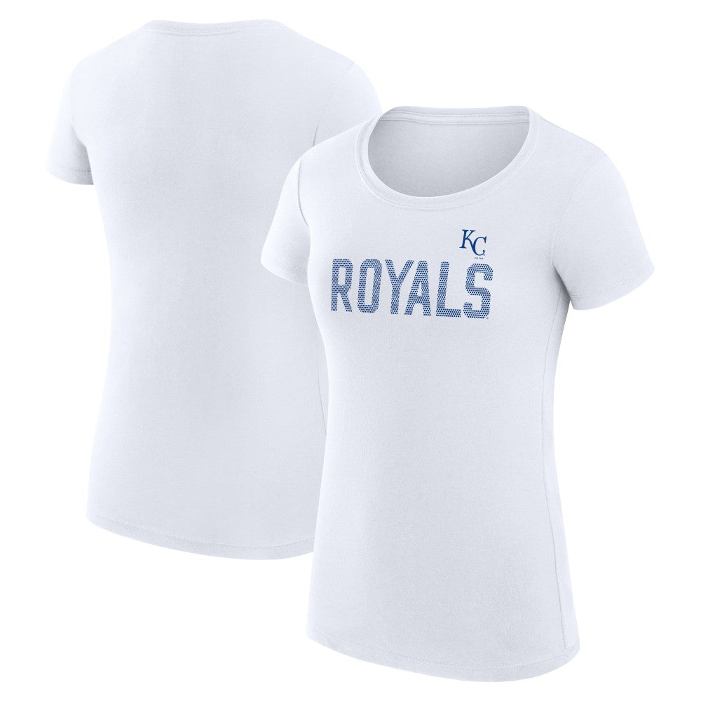 White Kansas City Royals G-III 4Her by Carl Banks Women's Super-Slim Fit Lightweight Dot Print T-Shirt