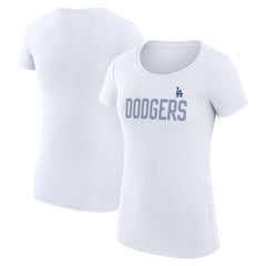 White Los Angeles Dodgers G-III 4Her by Carl Banks Women's Super-Slim Fit Lightweight Dot Print T-Shirt