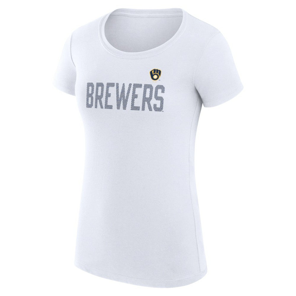 White Milwaukee Brewers G-III 4Her by Carl Banks Women's Super-Slim Fit Lightweight Dot Print T-Shirt