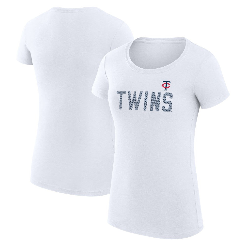 White Minnesota Twins G-III 4Her by Carl Banks Women's Super-Slim Fit Lightweight Dot Print T-Shirt