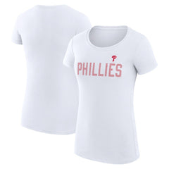 White Philadelphia Phillies G-III 4Her by Carl Banks Women's Super-Slim Fit Lightweight Dot Print T-Shirt