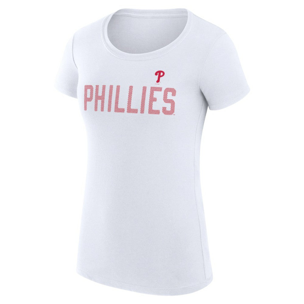 White Philadelphia Phillies G-III 4Her by Carl Banks Women's Super-Slim Fit Lightweight Dot Print T-Shirt