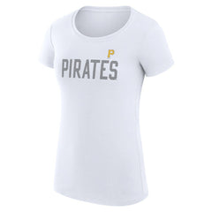 White Pittsburgh Pirates G-III 4Her by Carl Banks Women's Super-Slim Fit Lightweight Dot Print T-Shirt