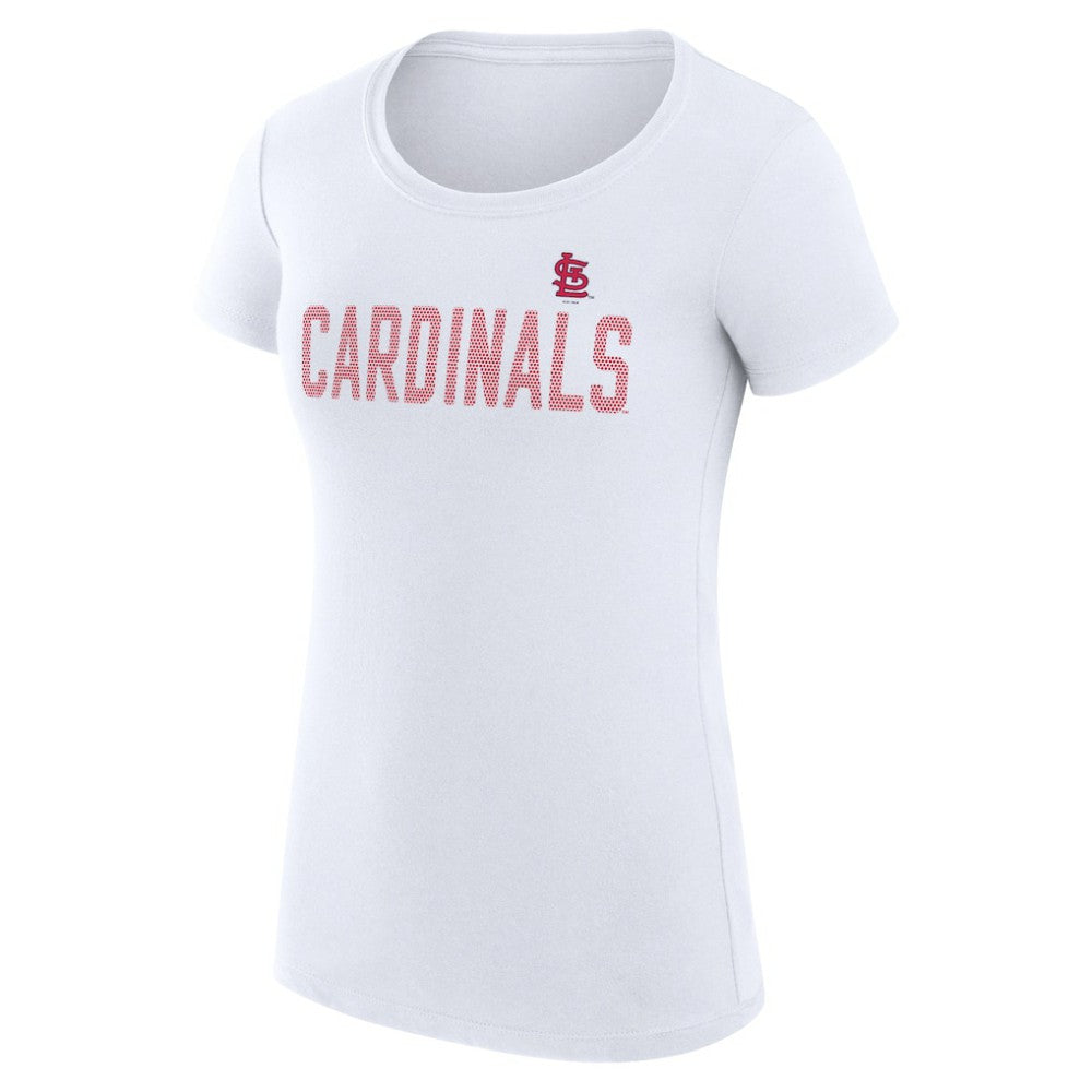 White St. Louis Cardinals G-III 4Her by Carl Banks Women's Super-Slim Fit Lightweight Dot Print T-Shirt