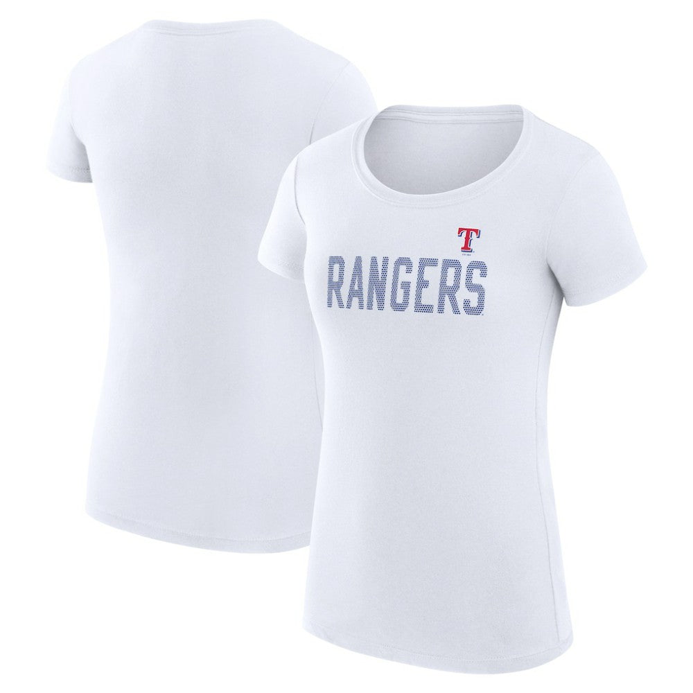 White Texas Rangers G-III 4Her by Carl Banks Women's Super-Slim Fit Lightweight Dot Print T-Shirt