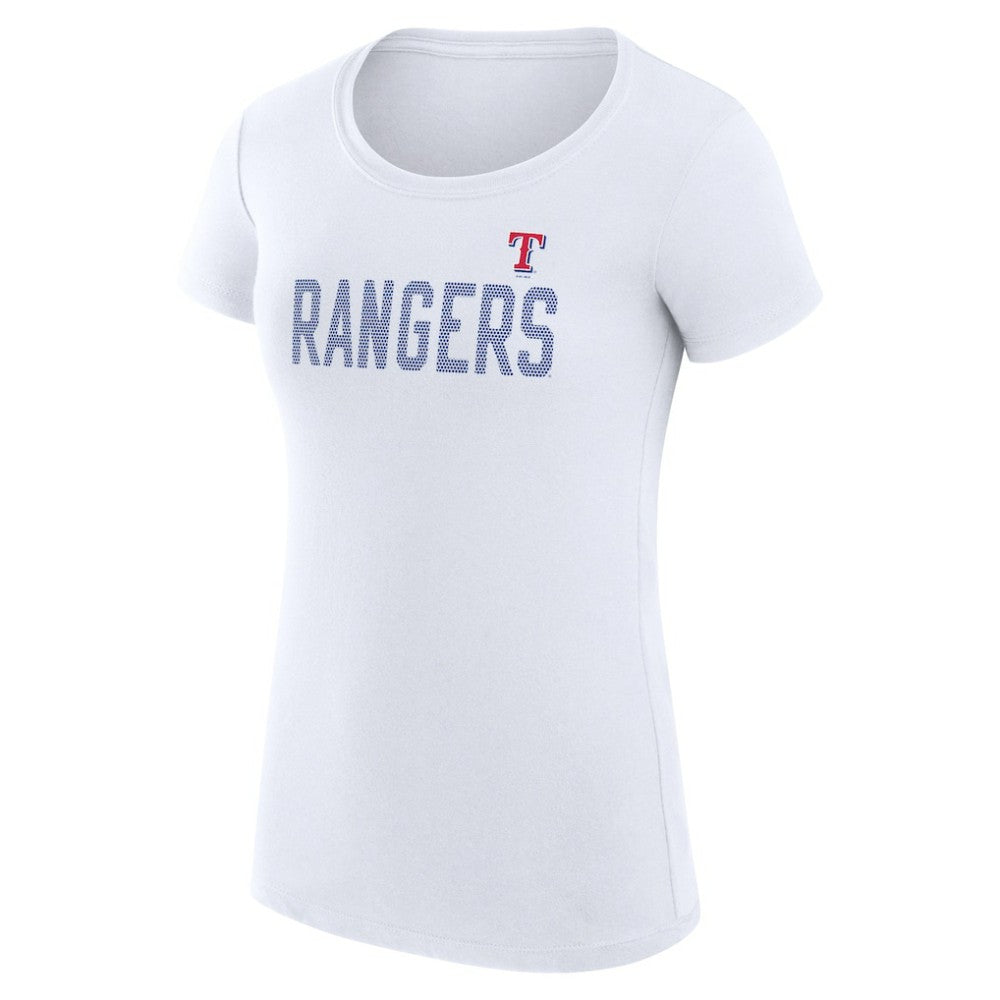 White Texas Rangers G-III 4Her by Carl Banks Women's Super-Slim Fit Lightweight Dot Print T-Shirt