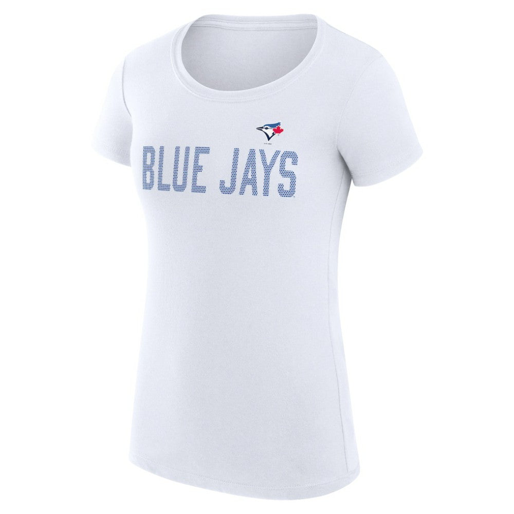 White Toronto Blue Jays G-III 4Her by Carl Banks Women's Super-Slim Fit Lightweight Dot Print T-Shirt