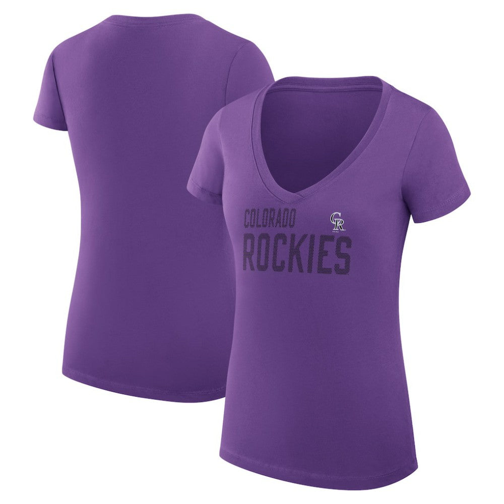 Purple Colorado Rockies G-III 4Her by Carl Banks Women's Super-Slim Fit Lightweight Dot Print V-Neck T-Shirt