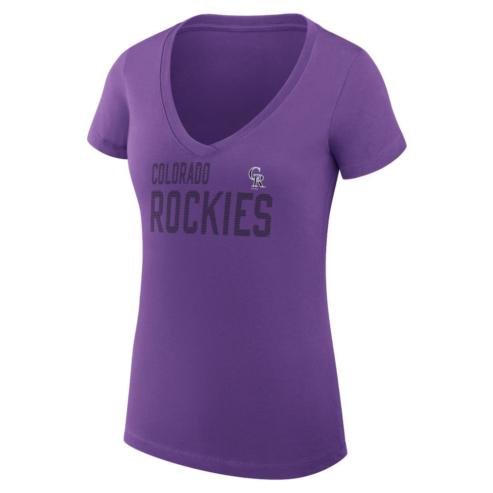Purple Colorado Rockies G-III 4Her by Carl Banks Women's Super-Slim Fit Lightweight Dot Print V-Neck T-Shirt