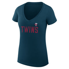Navy Minnesota Twins G-III 4Her by Carl Banks Women's Super-Slim Fit Lightweight Dot Print V-Neck T-Shirt