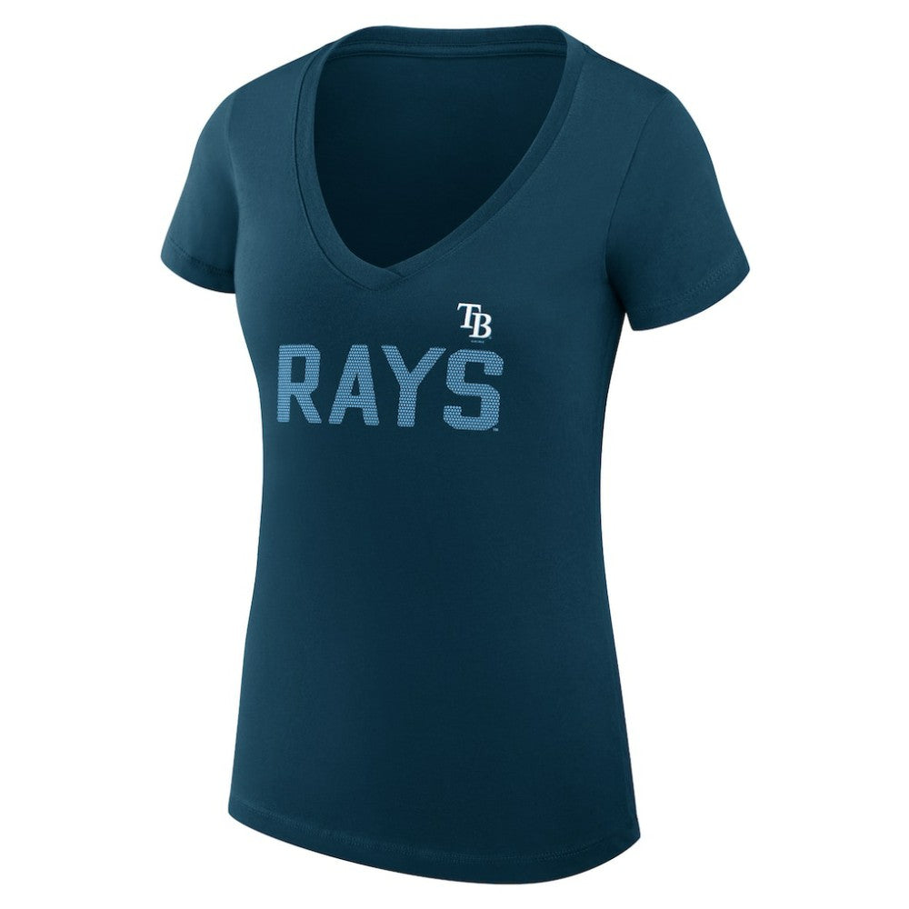 Navy Tampa Bay Rays G-III 4Her by Carl Banks Women's Super-Slim Fit Lightweight Dot Print V-Neck T-Shirt