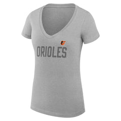 Gray Baltimore Orioles G-III 4Her by Carl Banks Women's Super-Slim Fit Lightweight Dot Print V-Neck T-Shirt