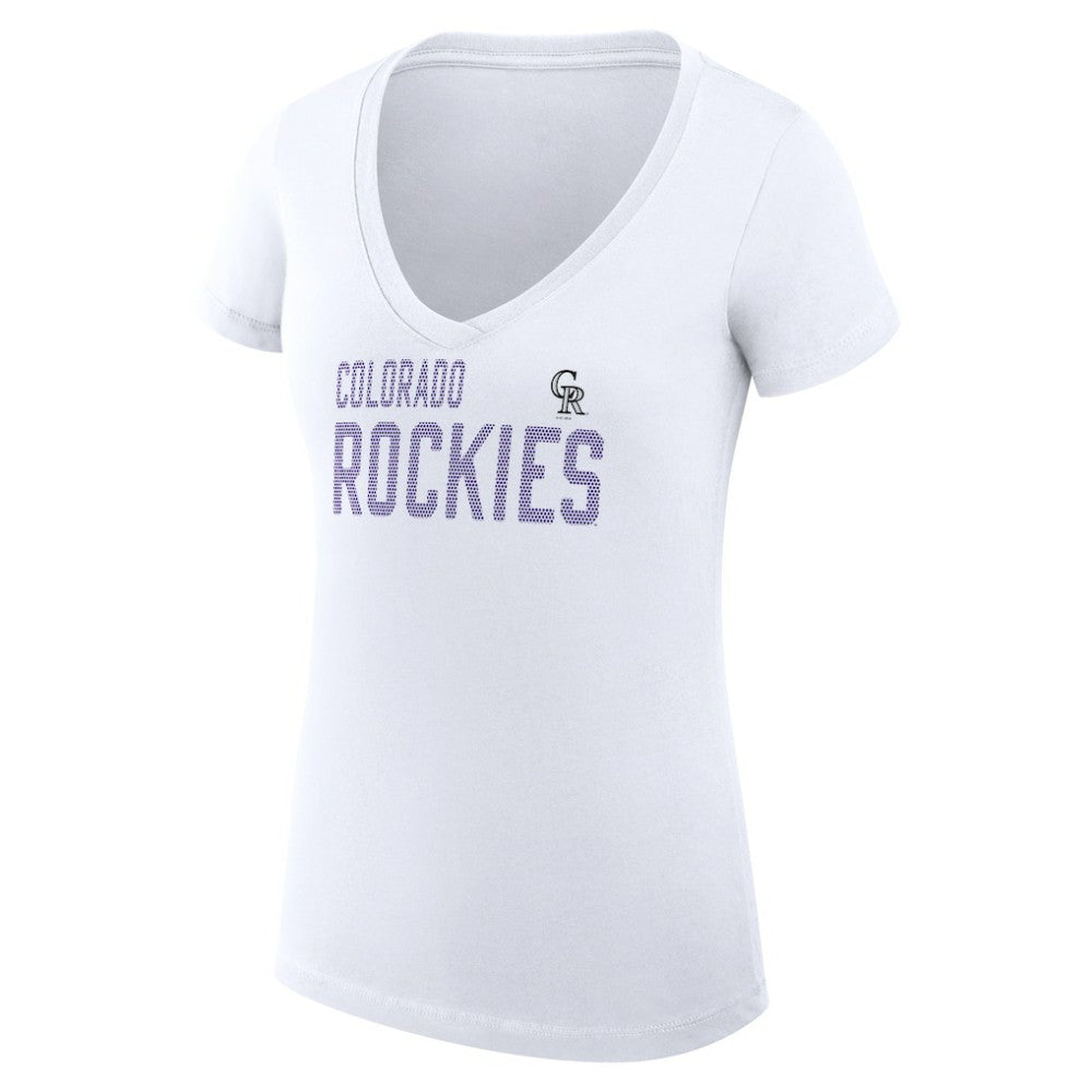 White Colorado Rockies G-III 4Her by Carl Banks Women's Super-Slim Fit Lightweight Dot Print V-Neck T-Shirt