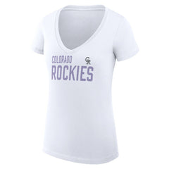 White Colorado Rockies G-III 4Her by Carl Banks Women's Super-Slim Fit Lightweight Dot Print V-Neck T-Shirt