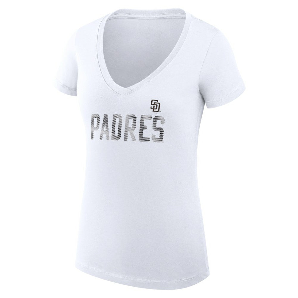 White San Diego Padres G-III 4Her by Carl Banks Women's Super-Slim Fit Lightweight Dot Print V-Neck T-Shirt