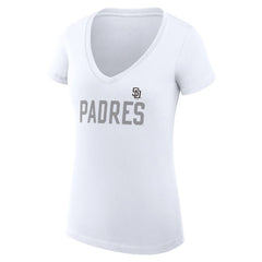 White San Diego Padres G-III 4Her by Carl Banks Women's Super-Slim Fit Lightweight Dot Print V-Neck T-Shirt