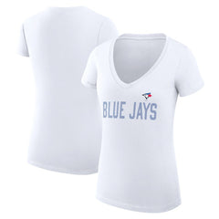 White Toronto Blue Jays G-III 4Her by Carl Banks Women's Super-Slim Fit Lightweight Dot Print V-Neck T-Shirt