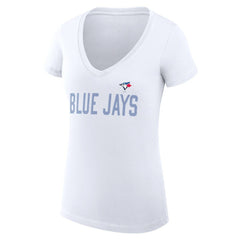 White Toronto Blue Jays G-III 4Her by Carl Banks Women's Super-Slim Fit Lightweight Dot Print V-Neck T-Shirt