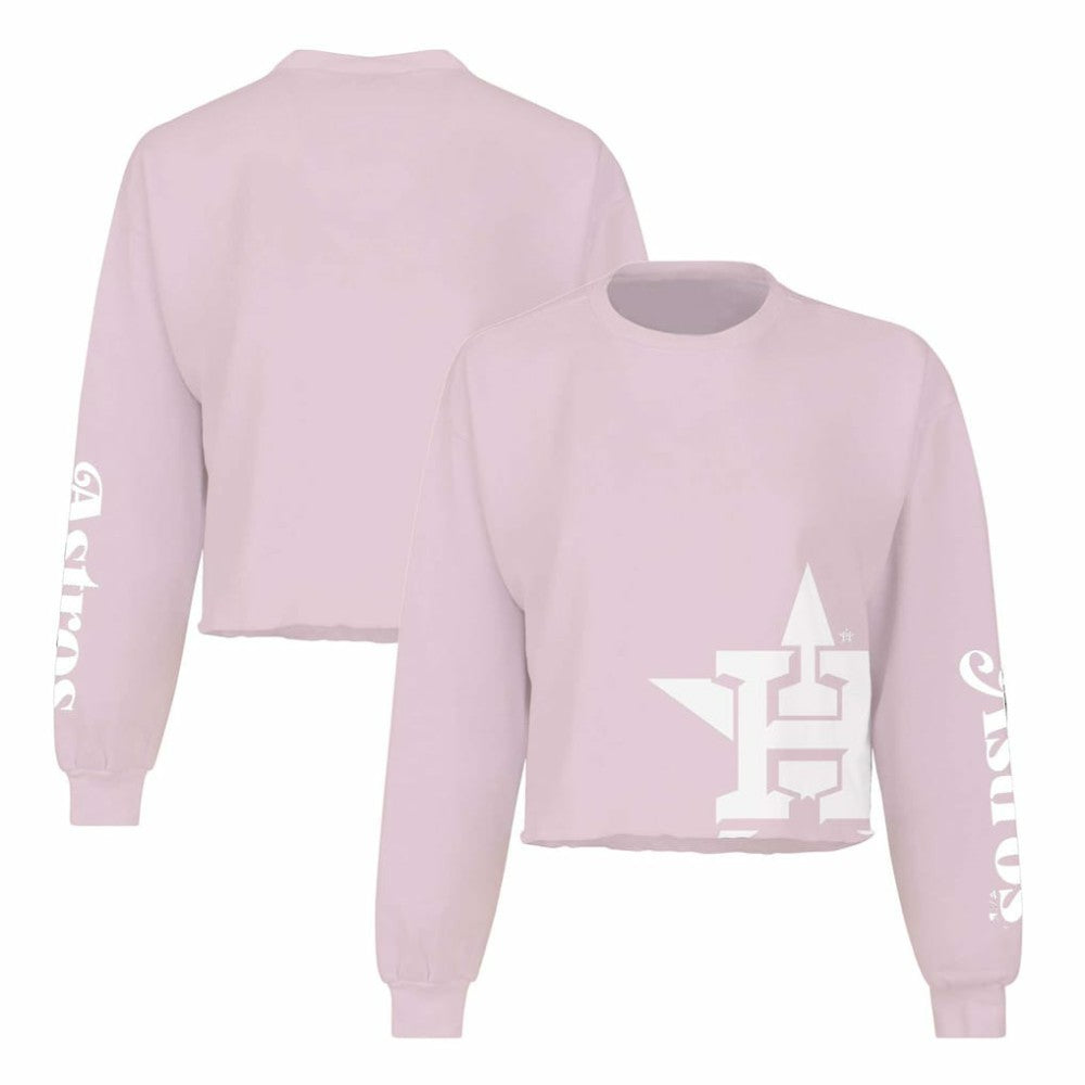 Pink Houston Astros Fanatics Women's Cropped Slouchy Long Sleeve T-Shirt
