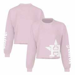 Pink Houston Astros Fanatics Women's Cropped Slouchy Long Sleeve T-Shirt