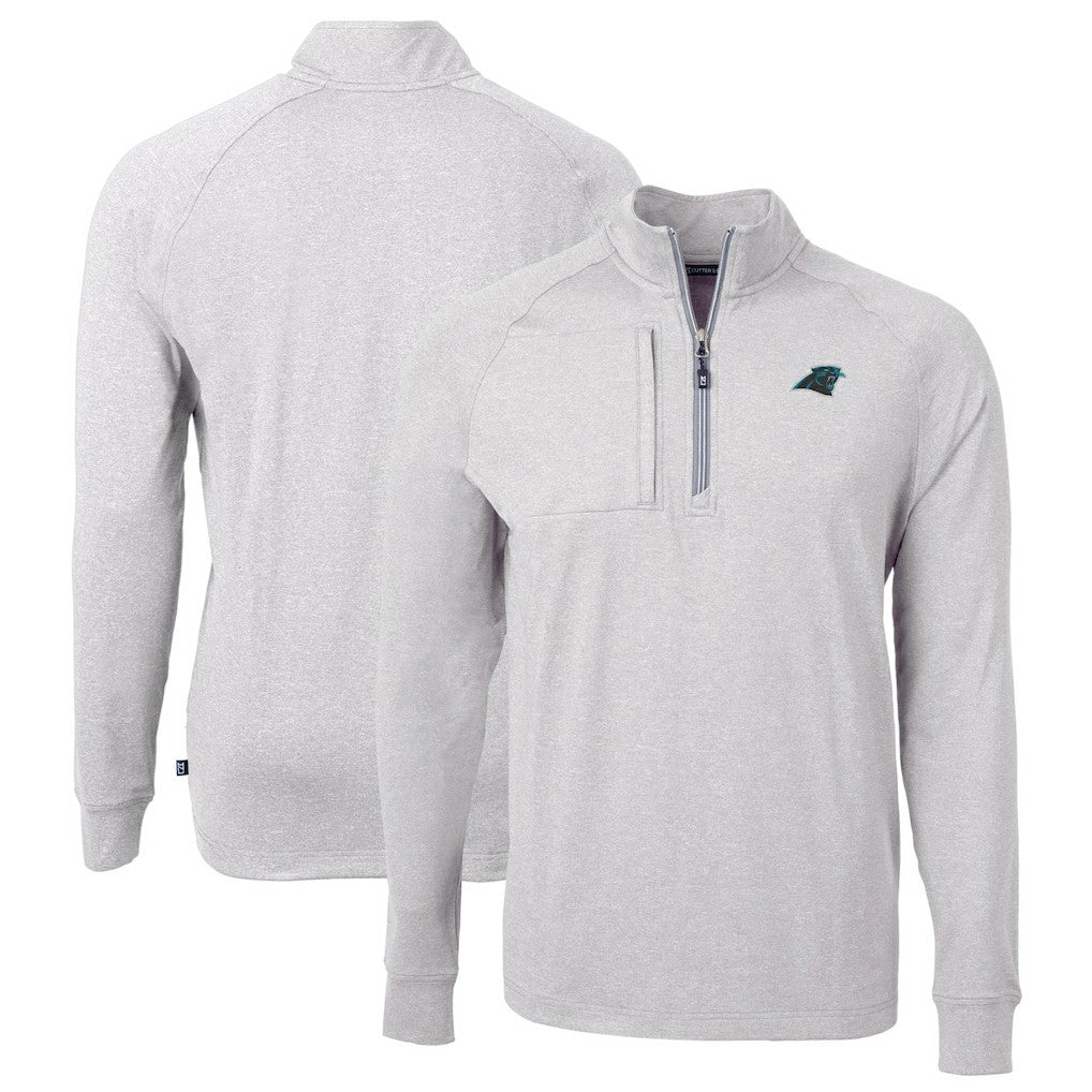 Cutter & Buck Big & Tall Adapt Eco Knit Quarter-Zip Pullover Top - Carolina Panthers Pullover