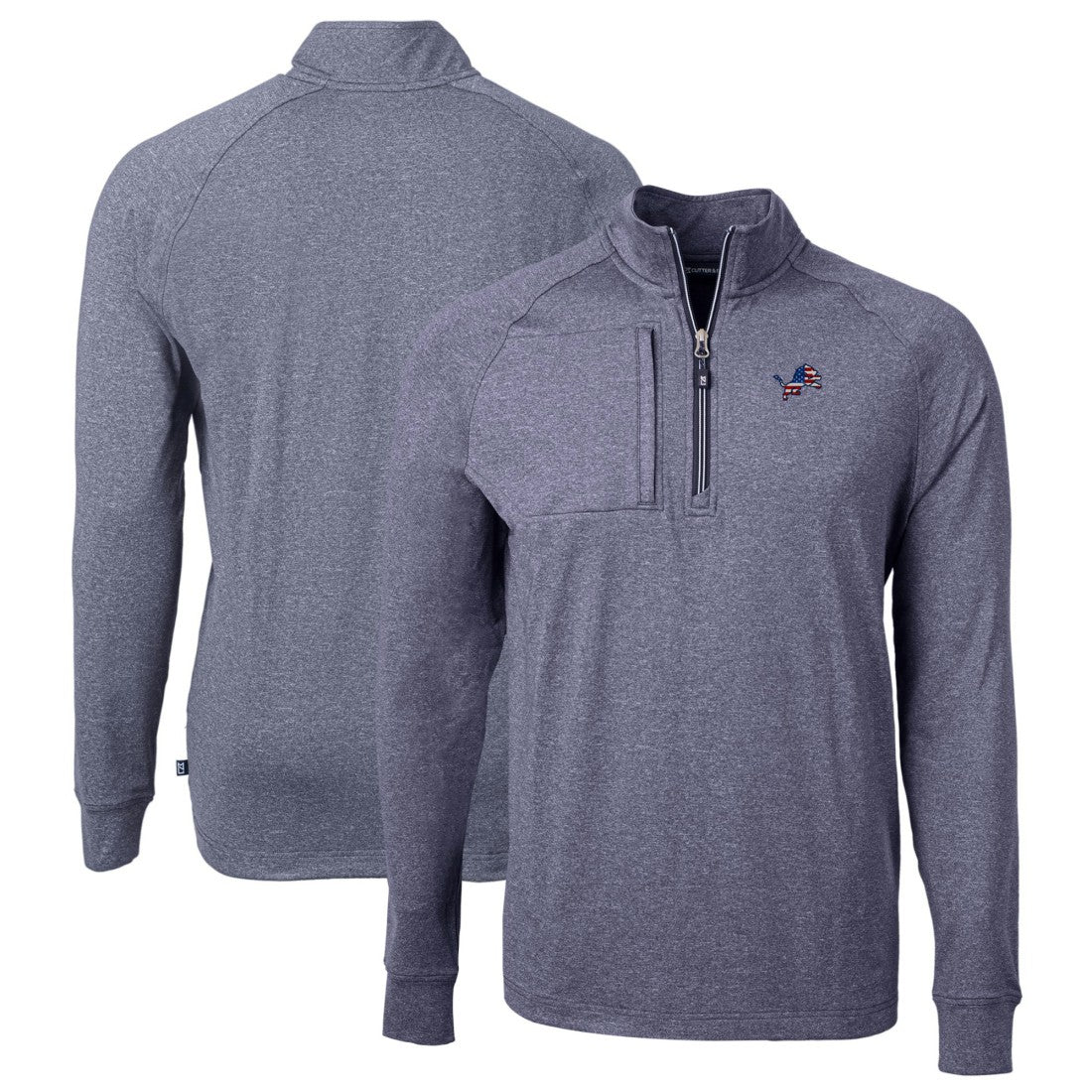 Cutter & Buck Big & Tall Adapt Eco Knit Quarter-Zip Pullover Top - Detroit Lions Pullover