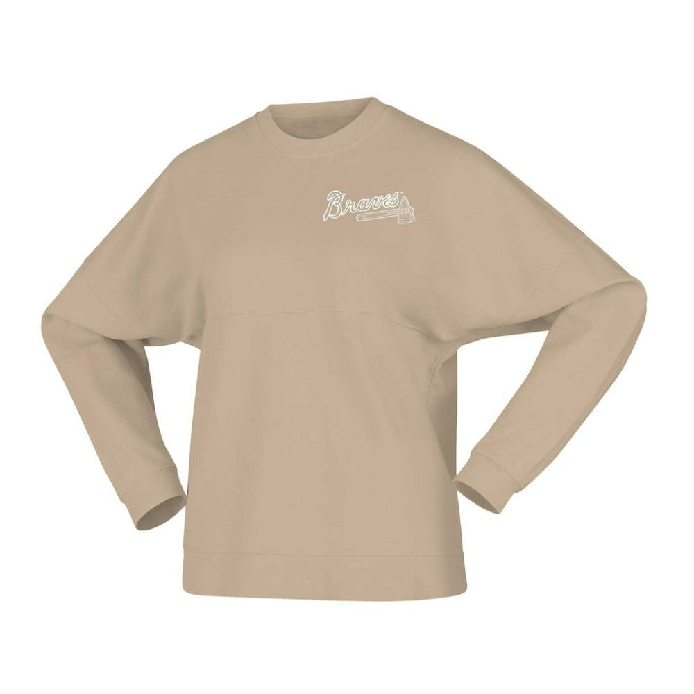 Tan Atlanta Braves Fanatics Women's Branded Fleece Pullover Sweatshirt