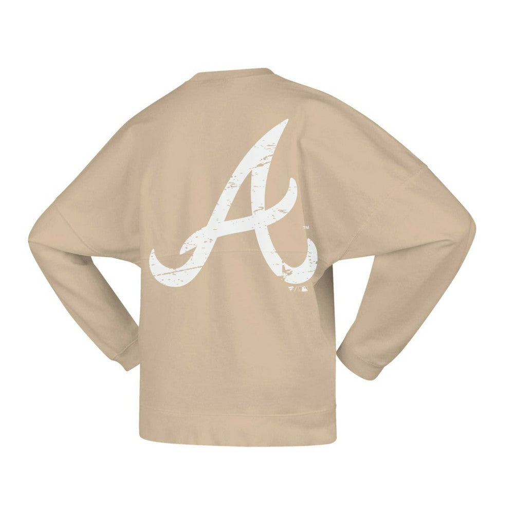 Tan Atlanta Braves Fanatics Women's Branded Fleece Pullover Sweatshirt
