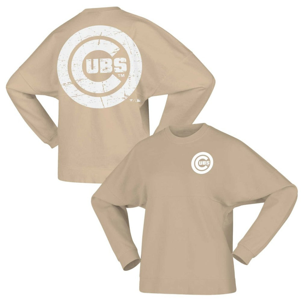 Tan Chicago Cubs Fanatics Women's Branded Fleece Pullover Sweatshirt