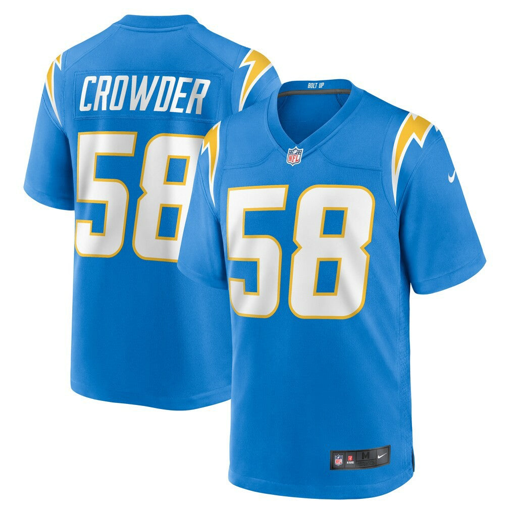Tae Crowder  Team Game Jersey - Los Angeles Chargers Jerseys