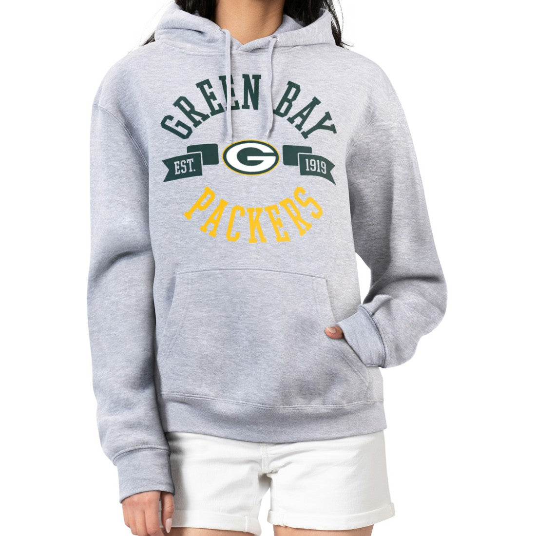 G-III 4Her by Carl Banks Women's City Graphic Team Fleece Pullover Hoodie - Green Bay Packers Hoodies