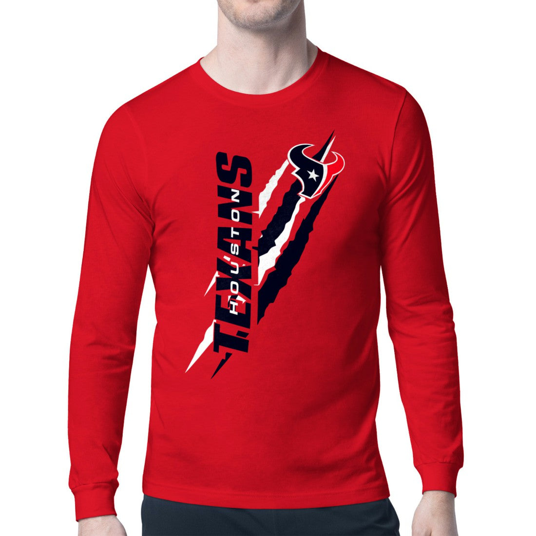 Starter Color Scratch Long Sleeve T-Shirt - Houston Texans T-shirts