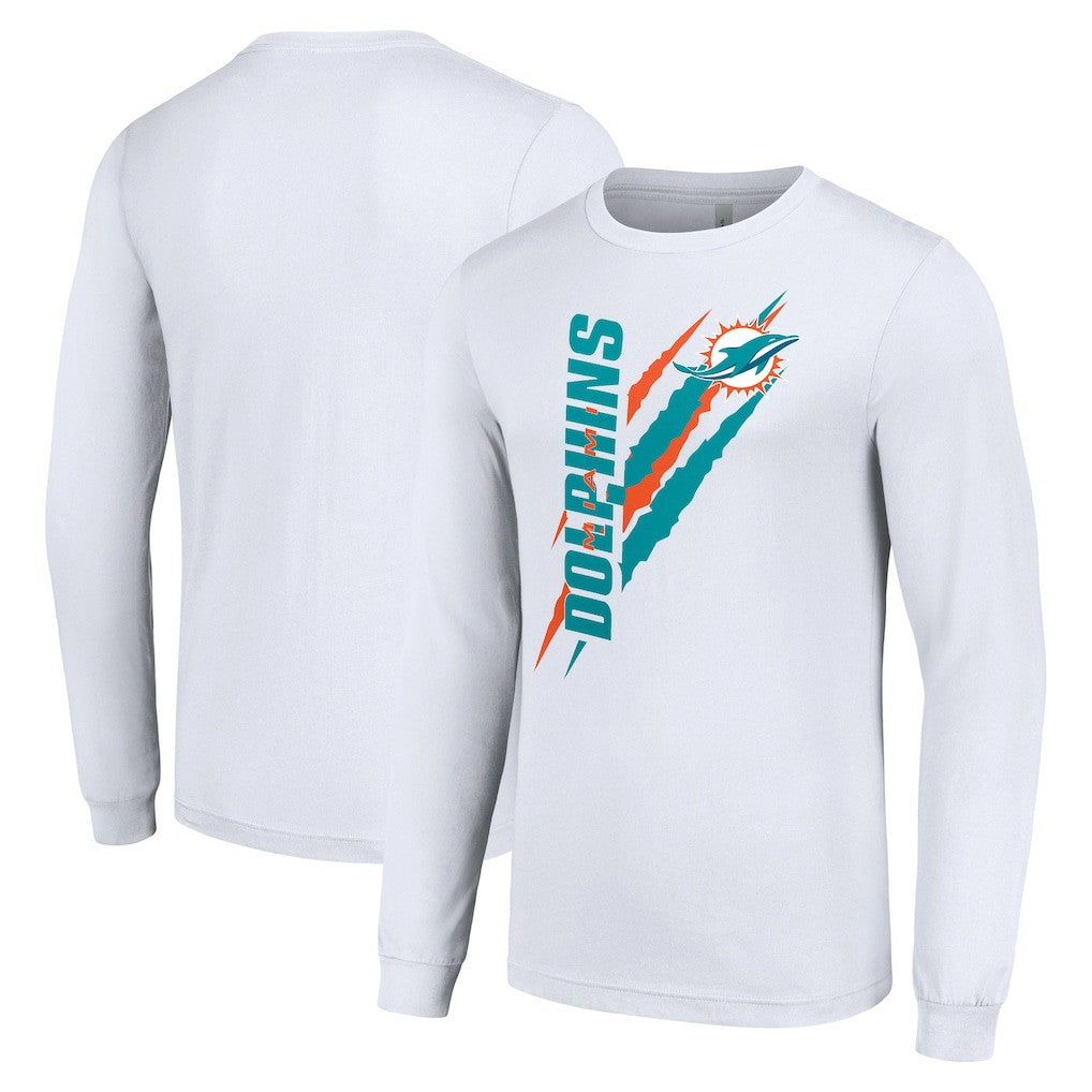 Starter Color Scratch Long Sleeve T-Shirt - Miami Dolphins T-shirts