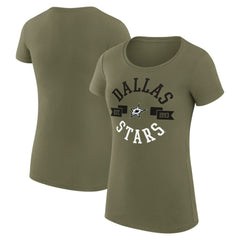 NHL Dallas Stars G-III 4Her by Carl Banks Women's Super-Slim Fit Lightweight City Graphic Sport Crewneck T-Shirt