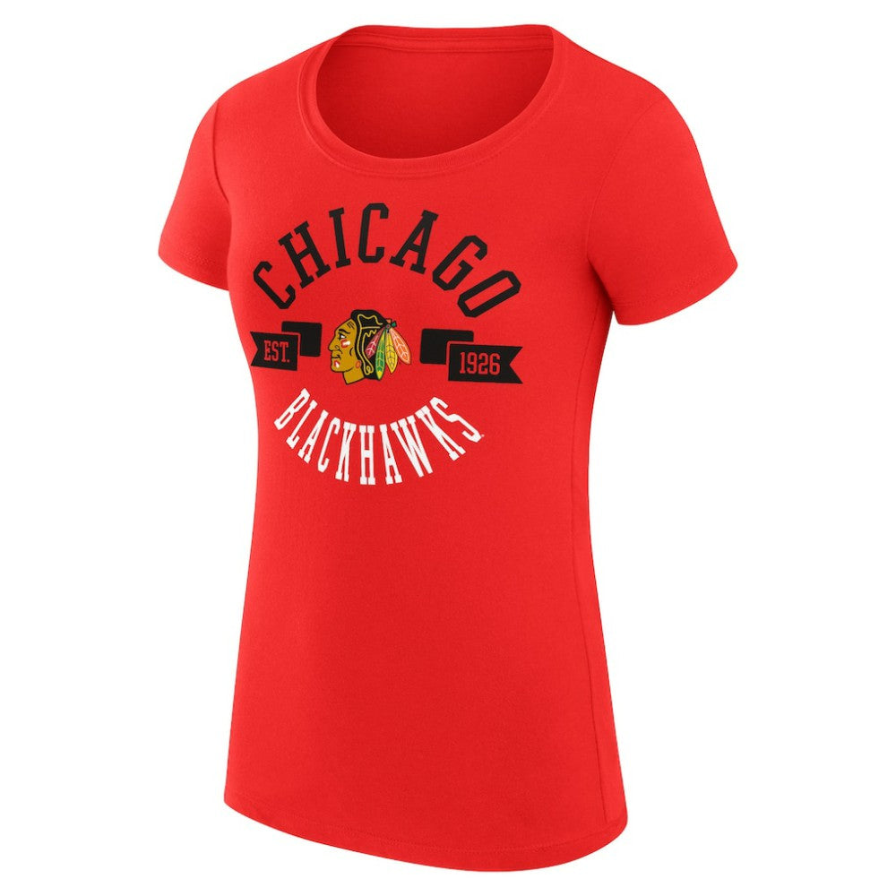 NHL Chicago Blackhawks G-III 4Her by Carl Banks Women's Super-Slim Fit Lightweight City Graphic Sport Crewneck T-Shirt
