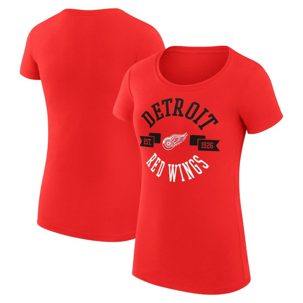 NHL Detroit Red Wings G-III 4Her by Carl Banks Women's Super-Slim Fit Lightweight City Graphic Sport Crewneck T-Shirt