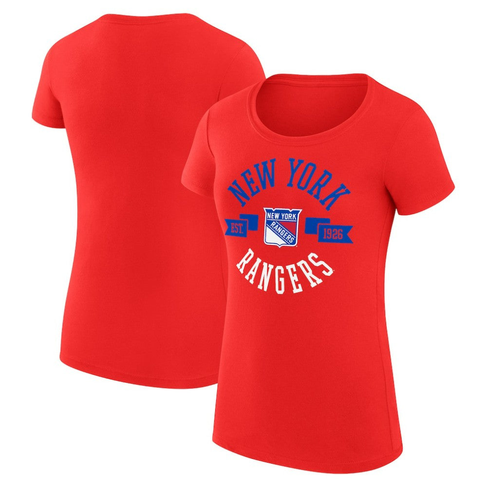 NHL New York Rangers G-III 4Her by Carl Banks Women's Super-Slim Fit Lightweight City Graphic Sport Crewneck T-Shirt