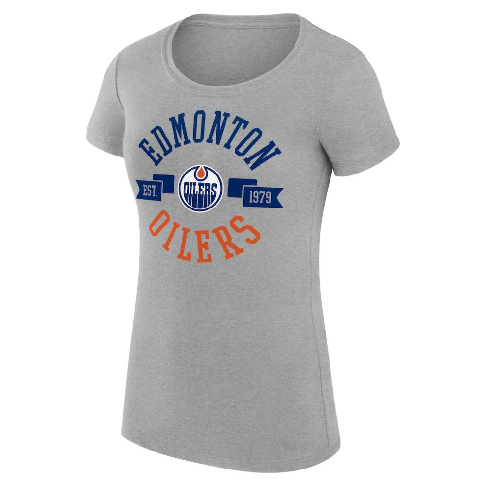 NHL Edmonton Oilers G-III 4Her by Carl Banks Women's Super-Slim Fit Lightweight City Graphic Sport Crewneck T-Shirt