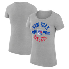 NHL New York Rangers G-III 4Her by Carl Banks Women's Super-Slim Fit Lightweight City Graphic Sport Crewneck T-Shirt