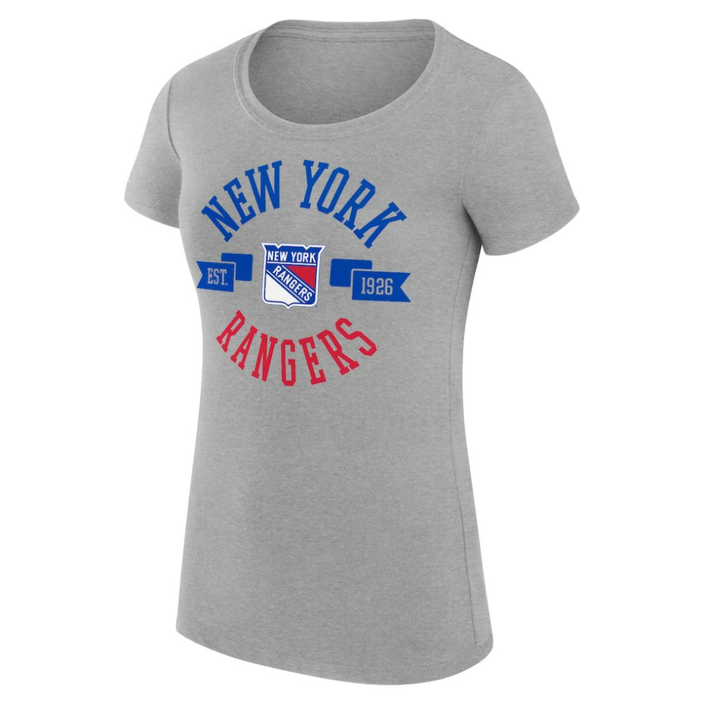 NHL New York Rangers G-III 4Her by Carl Banks Women's Super-Slim Fit Lightweight City Graphic Sport Crewneck T-Shirt