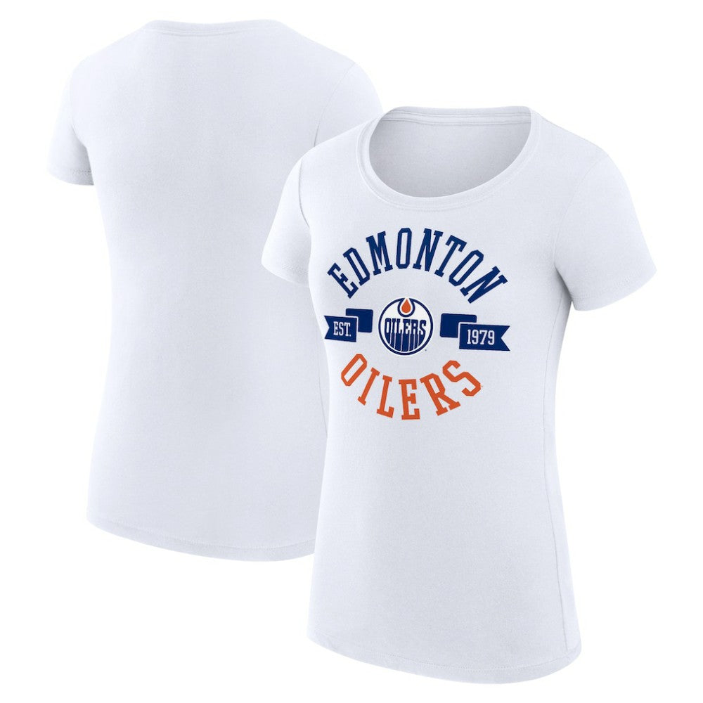 NHL Edmonton Oilers G-III 4Her by Carl Banks Women's Super-Slim Fit Lightweight City Graphic Sport Crewneck T-Shirt