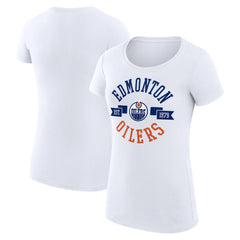 NHL Edmonton Oilers G-III 4Her by Carl Banks Women's Super-Slim Fit Lightweight City Graphic Sport Crewneck T-Shirt