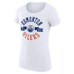 NHL Edmonton Oilers G-III 4Her by Carl Banks Women's Super-Slim Fit Lightweight City Graphic Sport Crewneck T-Shirt