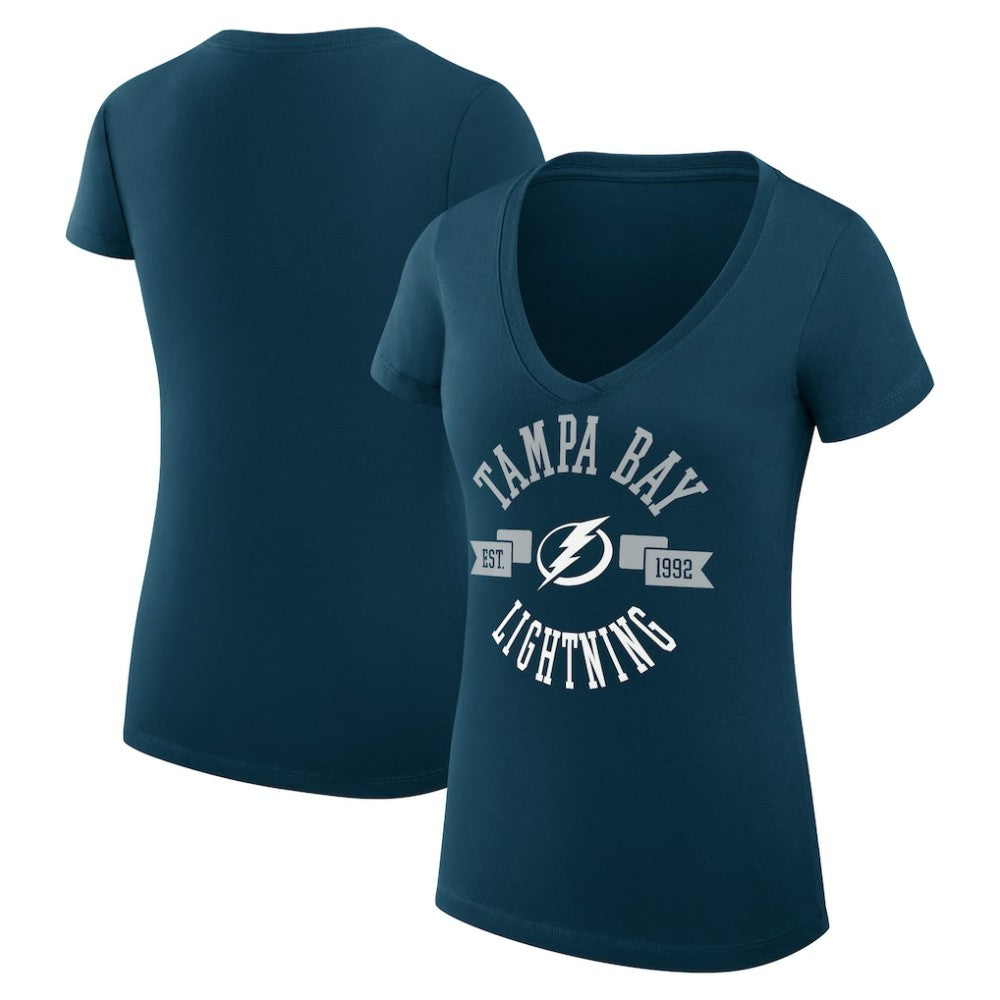 NHL Tampa Bay Lightning G-III 4Her by Carl Banks Women's Super-Slim Fit Lightweight City Graphic V-Neck T-Shirt