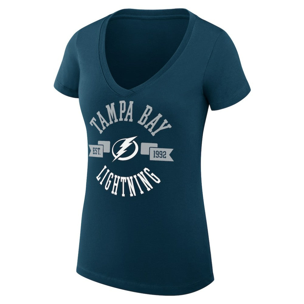 NHL Tampa Bay Lightning G-III 4Her by Carl Banks Women's Super-Slim Fit Lightweight City Graphic V-Neck T-Shirt