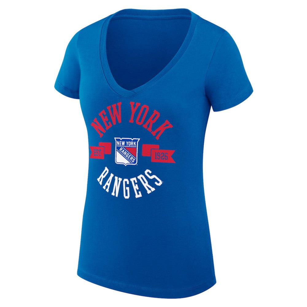 NHL New York Rangers G-III 4Her by Carl Banks Women's Super-Slim Fit Lightweight City Graphic V-Neck T-Shirt