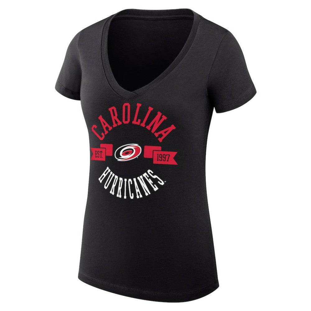 NHL Carolina Hurricanes G-III 4Her by Carl Banks Women's Super-Slim Fit Lightweight City Graphic V-Neck T-Shirt